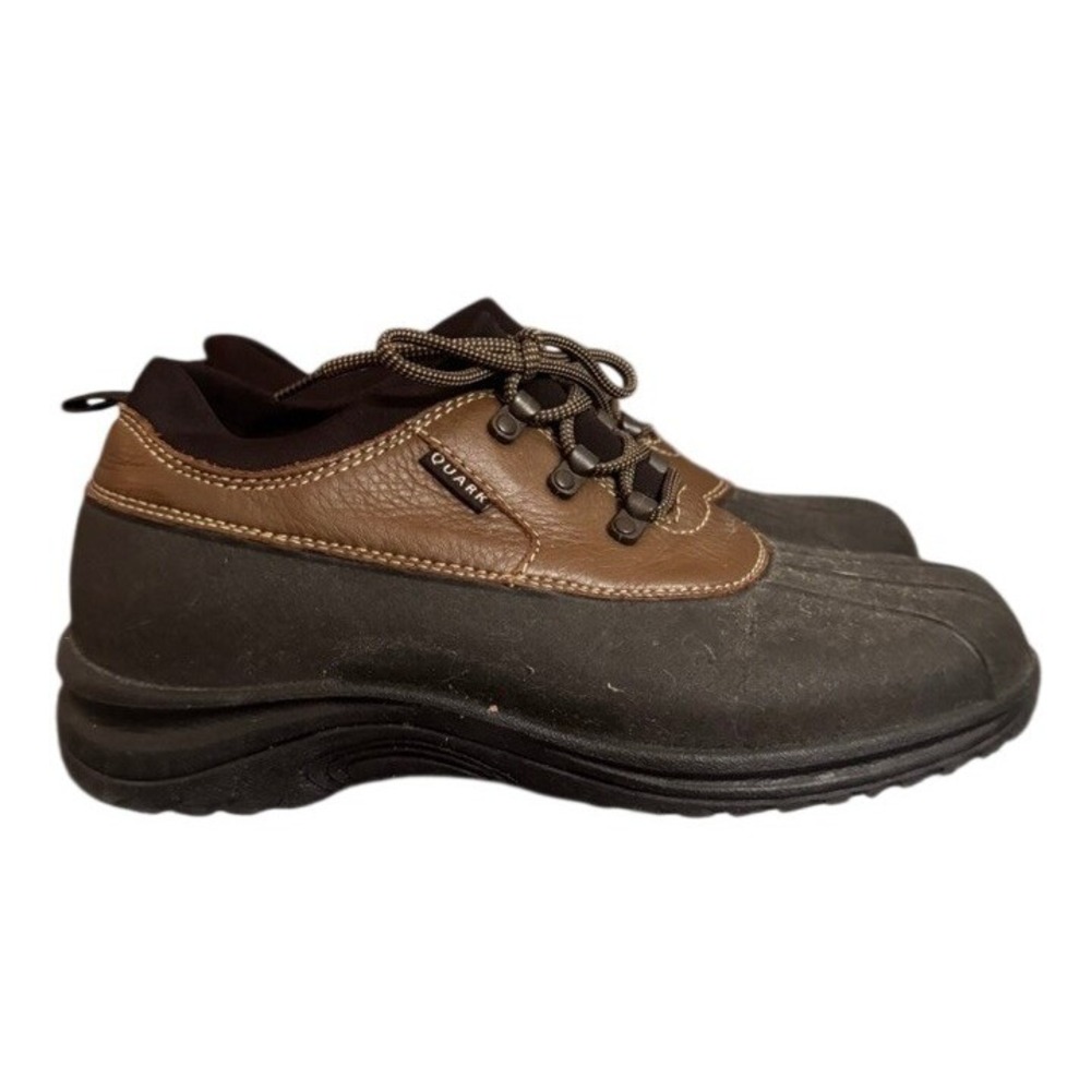 Quark Women's Brown Leather Rubber Waterproof Duck Boots Low Top Rain Size 9